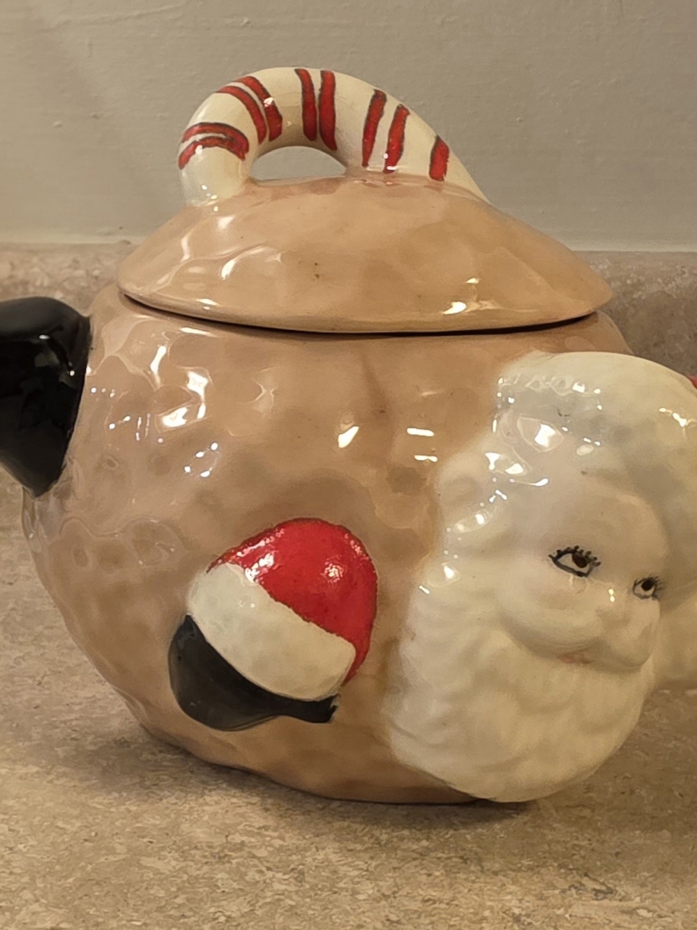 Vintage Santa Ceramic Cookie Jar - Beige and Red